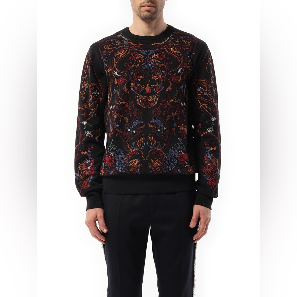 NWT Men’s Alexander McQueen Victorian Emb Skull Embroidered Crewneck Sweater - Picture 7 of 14